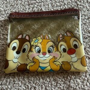 Disney Chip and Dale Transparent Pouch with Brown Trim